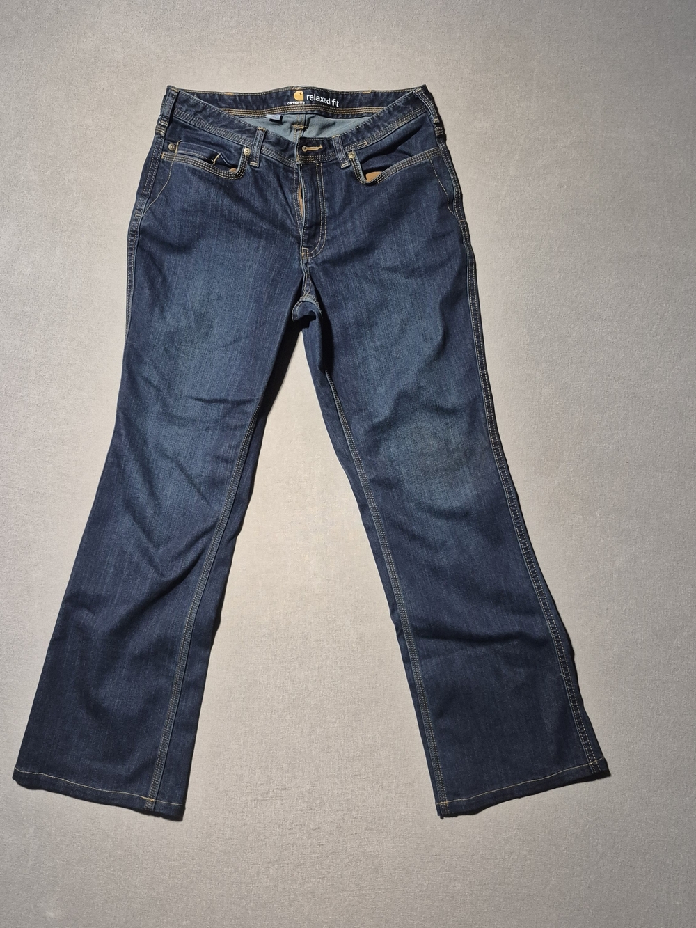 Carhartt 100655 409 Womens 8 Reg Relaxed Fit Bootcut Jeans Blue Workwear